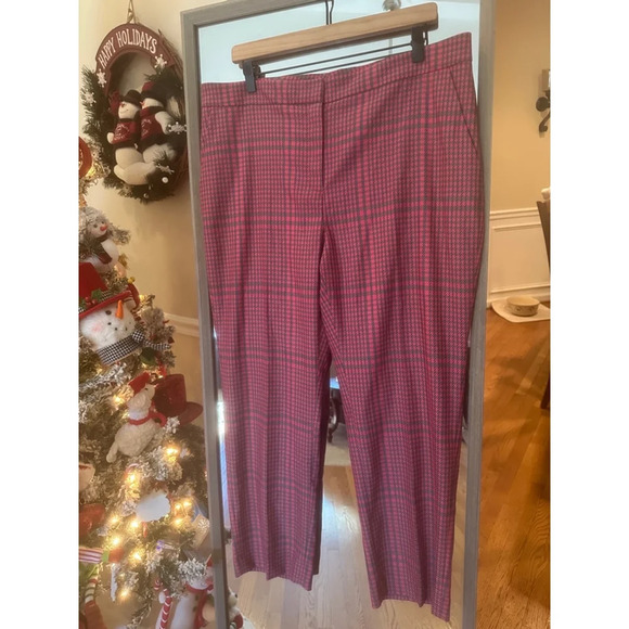 Nordstrom 1901 Women’s Red Plaid Dress Pants Size [X] Tartan Check Straight - Picture 1 of 5